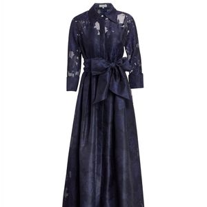 Rickie Freeman Teri John Jacquard Organza Shirtdress Gown